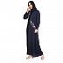 Front Open cuff sleeves Embroidery Abaya-Navy Blue